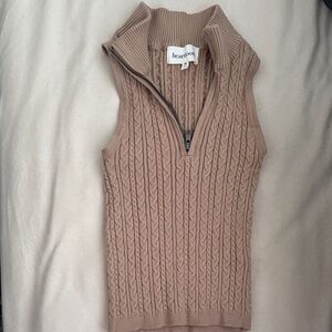 Heartloom Beige Cable Knit Turtleneck Vest